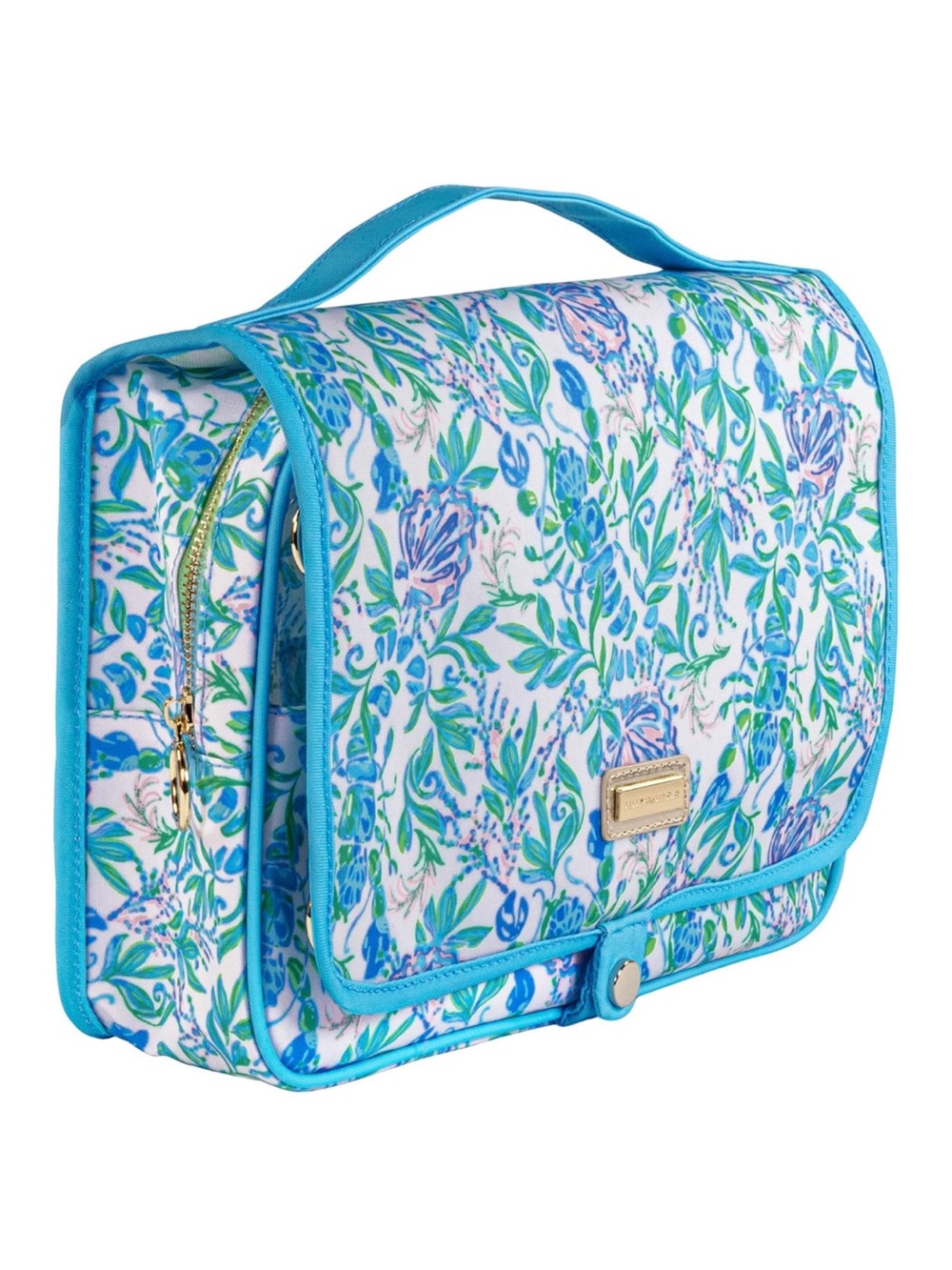 Lilly Pulitzer Blue Cosmetic Travel Bag, Top Handle, Hanging Organizer - New